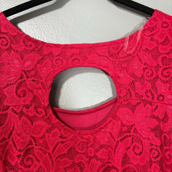 Avenue NWT Red Lace Midi Shift Special Occasion Dress - 30/32 - Womens Plus Size - Picture 9 of 10